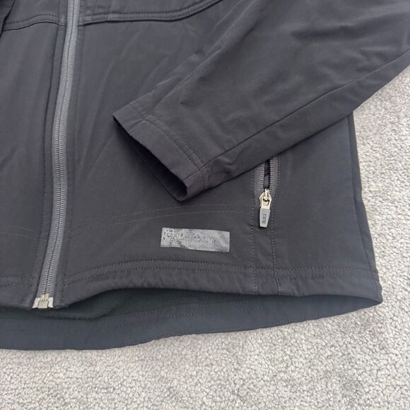 REI Fleece Lined Softshell Jacket Mens Medium Black Full Zip Pocket Outdoor Hike - Picture 3 of 14